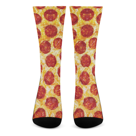 Pepperoni Pizza Print Crew Socks