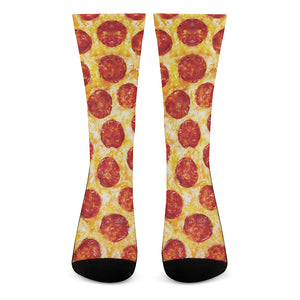 Pepperoni Pizza Print Crew Socks