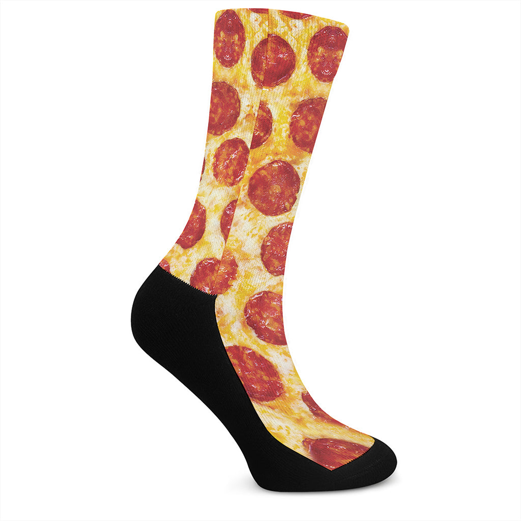 Pepperoni Pizza Print Crew Socks