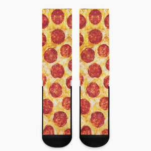 Pepperoni Pizza Print Crew Socks