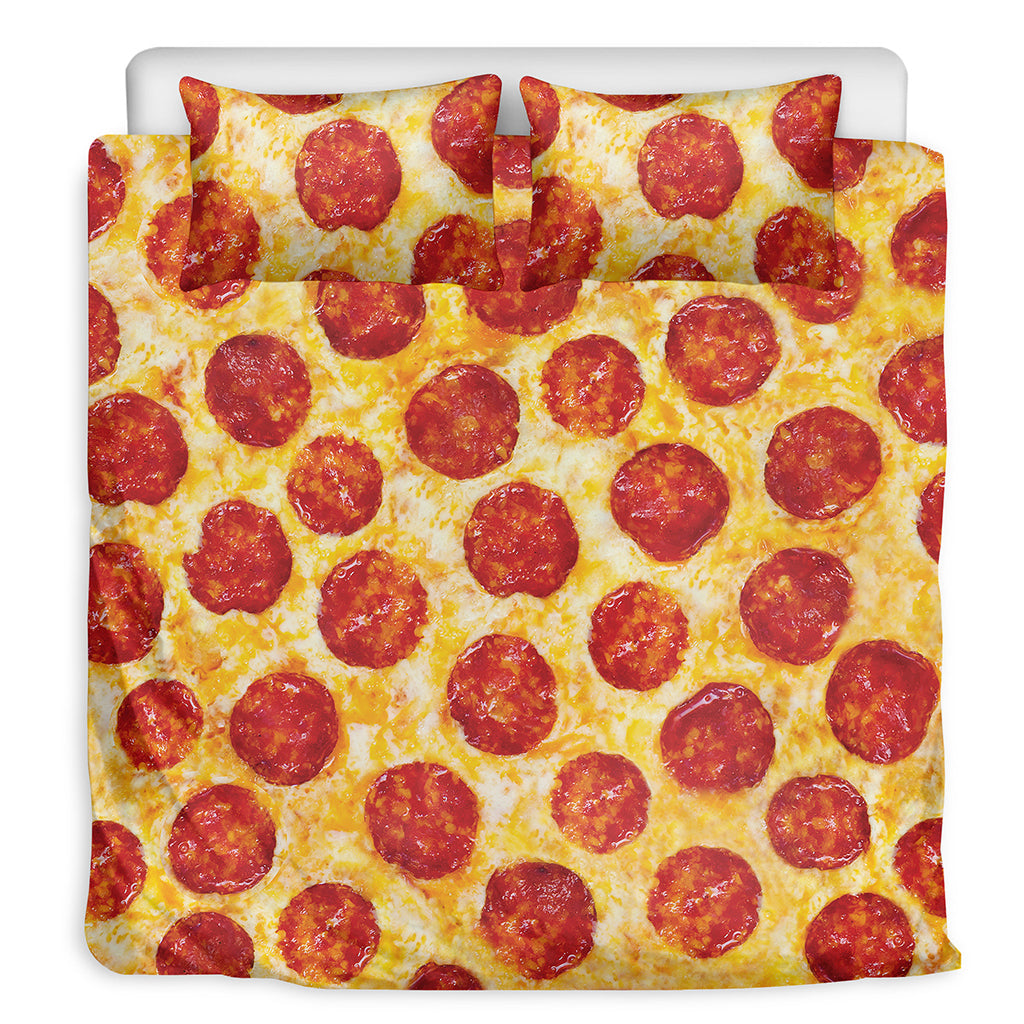Pepperoni Pizza Print Duvet Cover Bedding Set