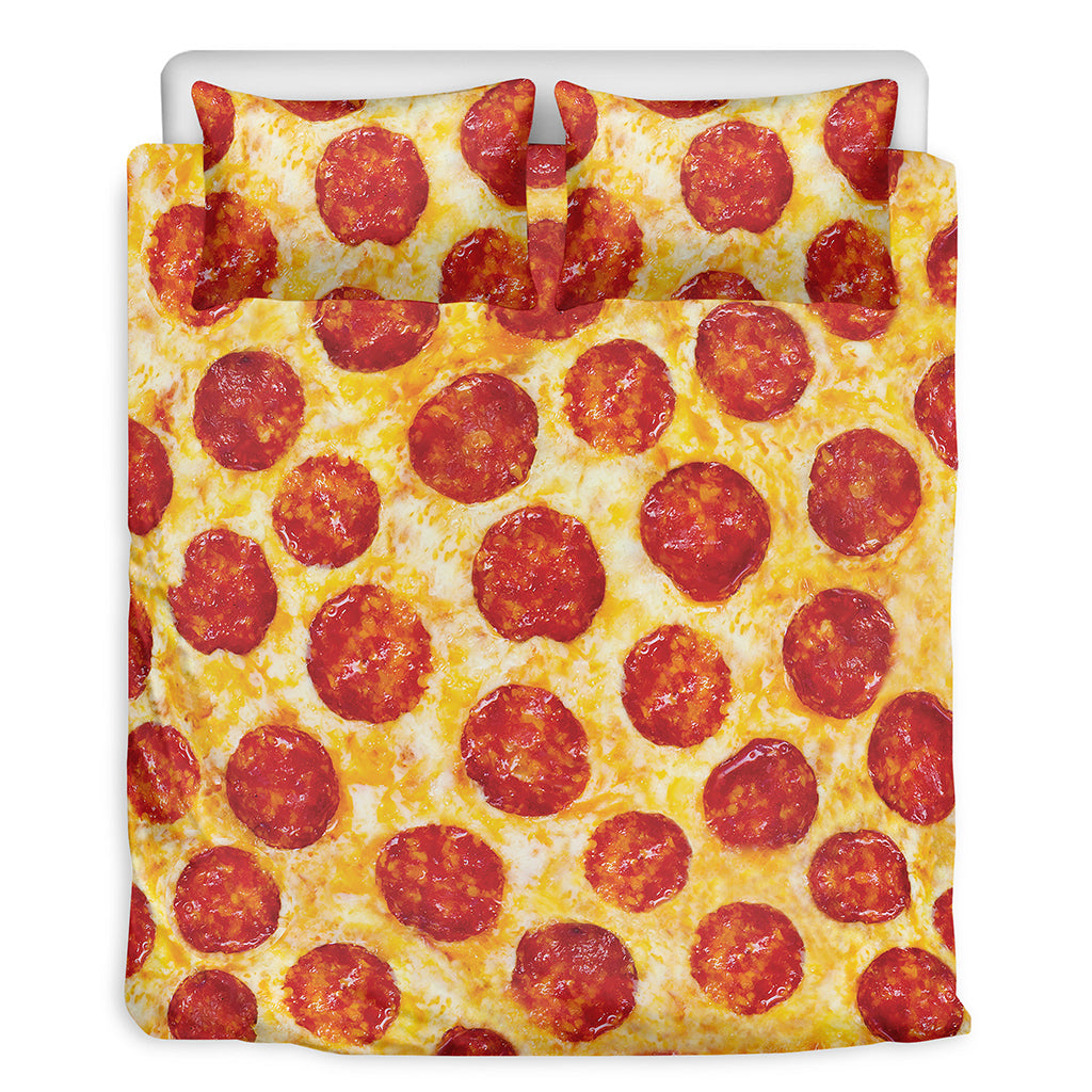 Pepperoni Pizza Print Duvet Cover Bedding Set