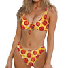 Pepperoni Pizza Print Front Bow Tie Bikini