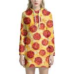 Pepperoni Pizza Print Hoodie Dress