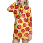 Pepperoni Pizza Print Hoodie Dress