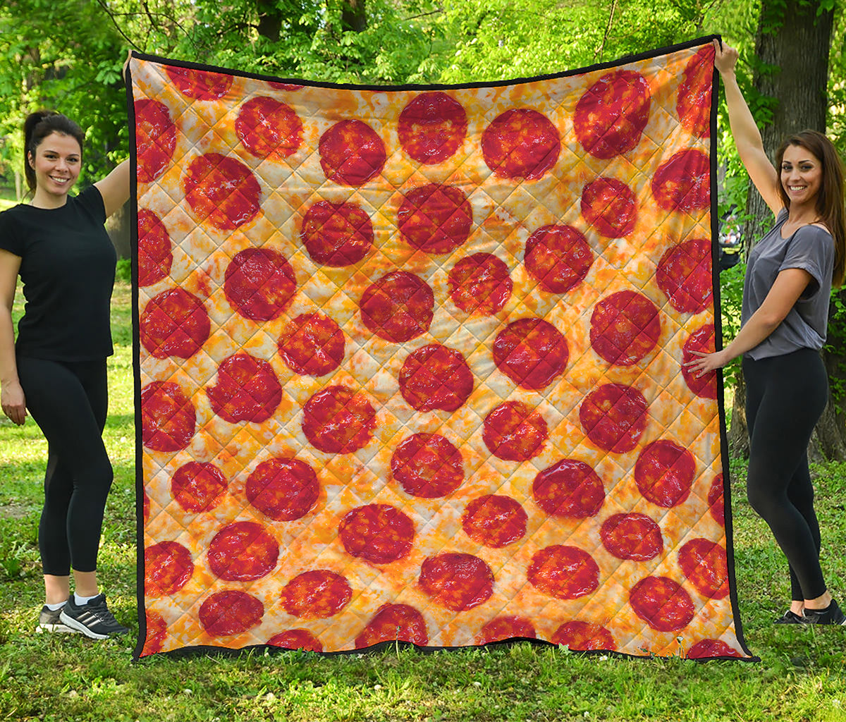 Pepperoni Pizza Print Quilt