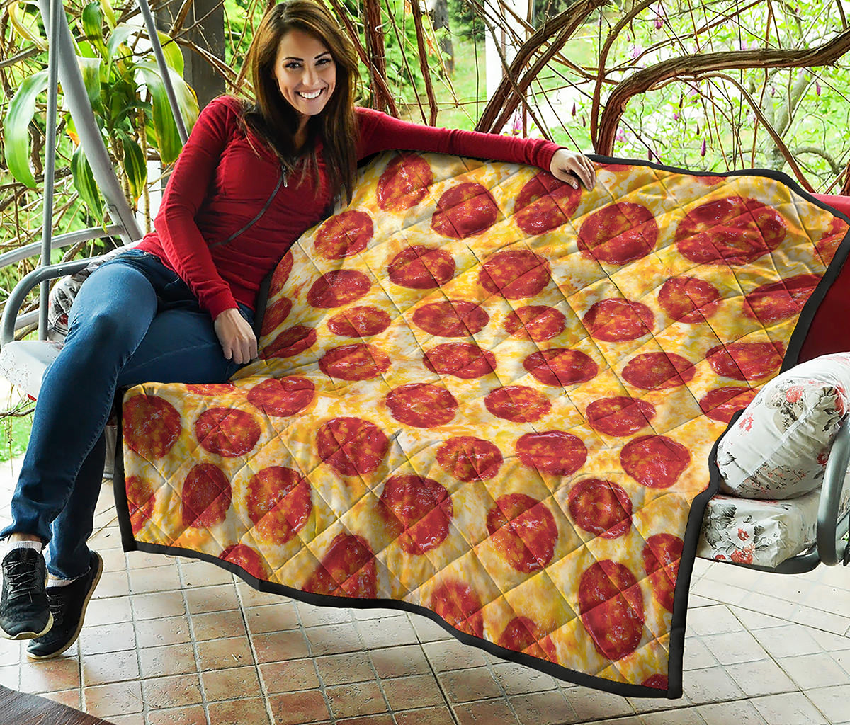 Pepperoni Pizza Print Quilt