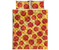Pepperoni Pizza Print Quilt Bed Set