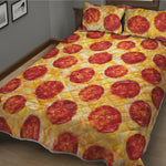 Pepperoni Pizza Print Quilt Bed Set