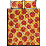 Pepperoni Pizza Print Quilt Bed Set