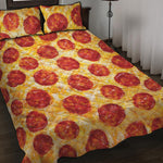 Pepperoni Pizza Print Quilt Bed Set