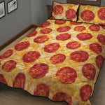 Pepperoni Pizza Print Quilt Bed Set