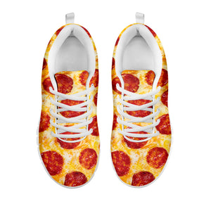 Pepperoni Pizza Print White Sneakers