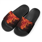 Phoenix Angel Print Black Slide Sandals