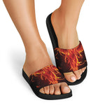 Phoenix Angel Print Black Slide Sandals