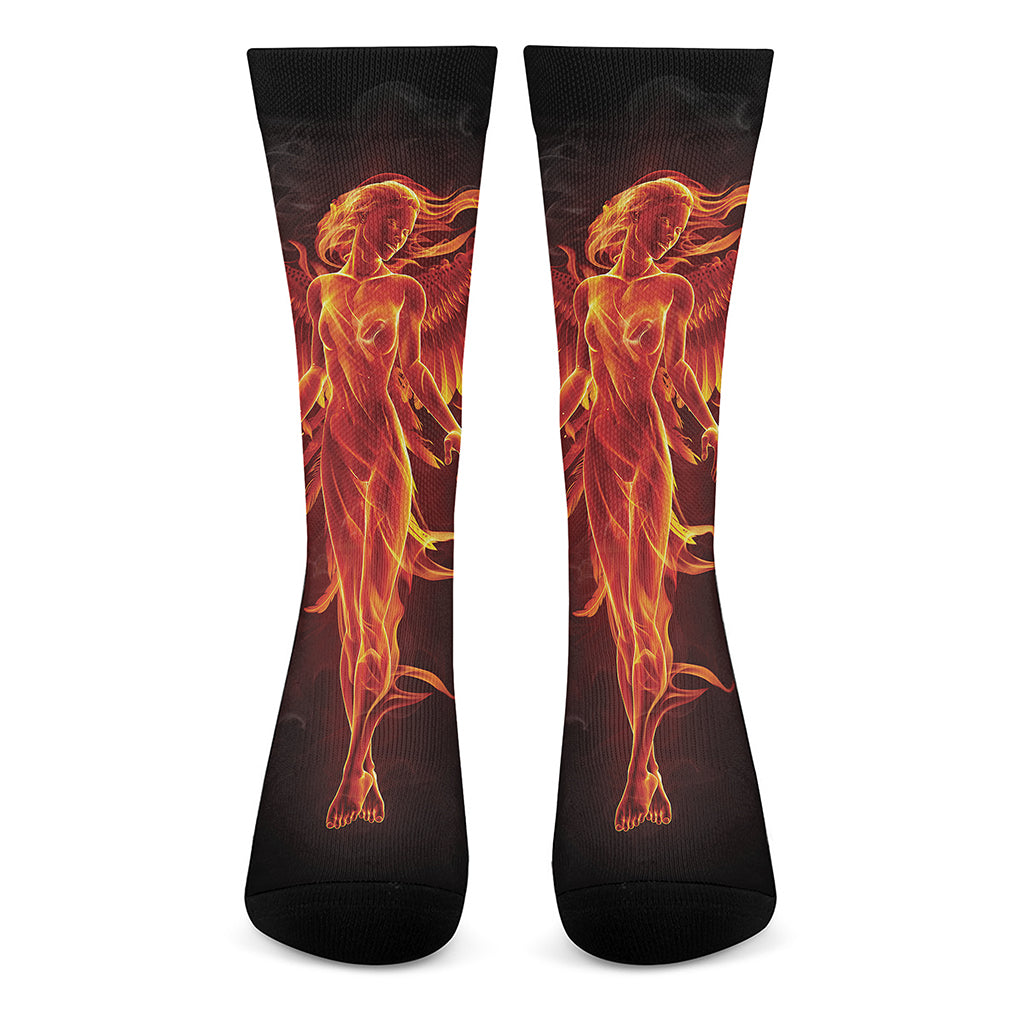 Phoenix Angel Print Crew Socks