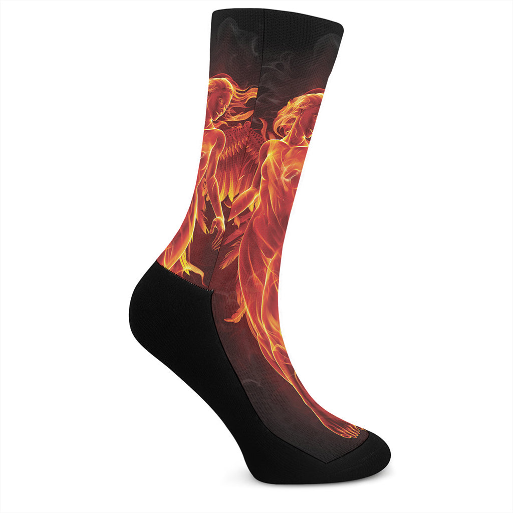 Phoenix Angel Print Crew Socks