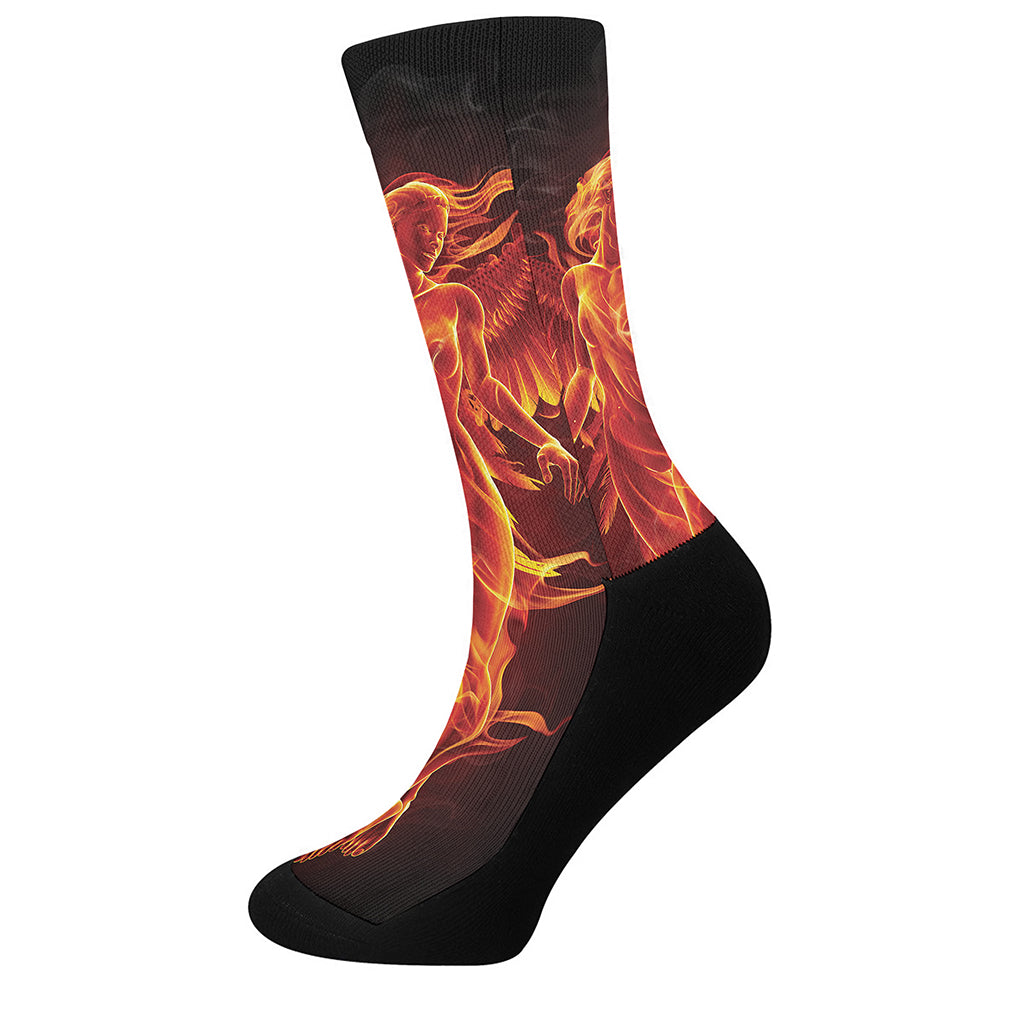 Phoenix Angel Print Crew Socks