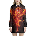Phoenix Angel Print Pullover Hoodie Dress
