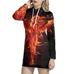 Phoenix Angel Print Pullover Hoodie Dress
