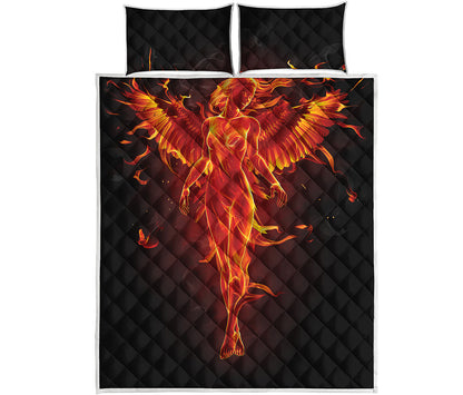 Phoenix Angel Print Quilt Bed Set