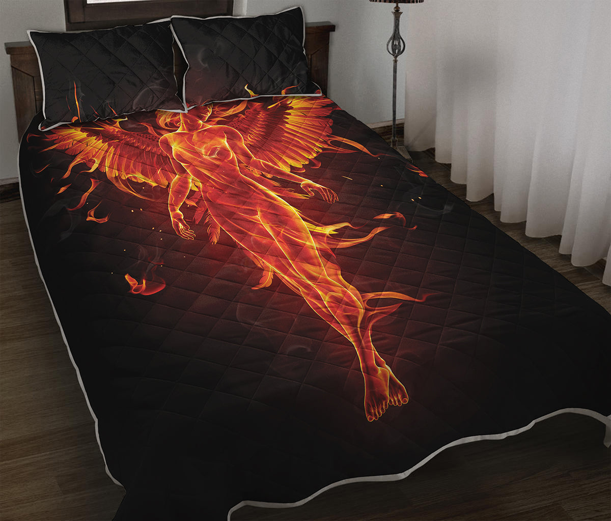 Phoenix Angel Print Quilt Bed Set