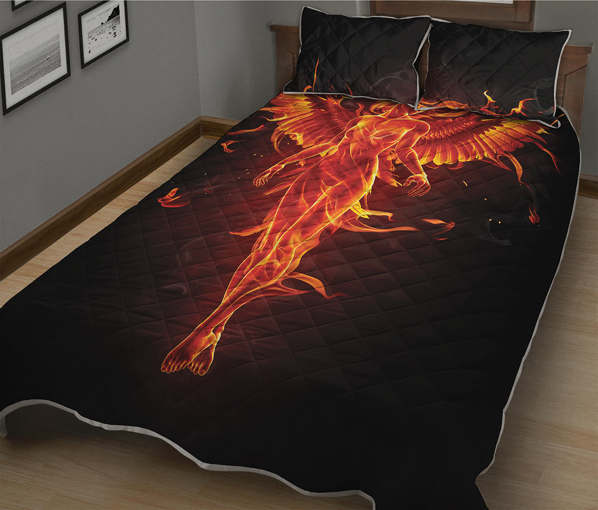 Phoenix Angel Print Quilt Bed Set