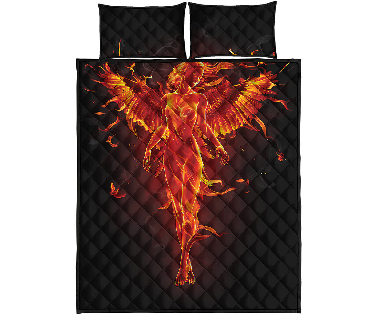 Phoenix Angel Print Quilt Bed Set