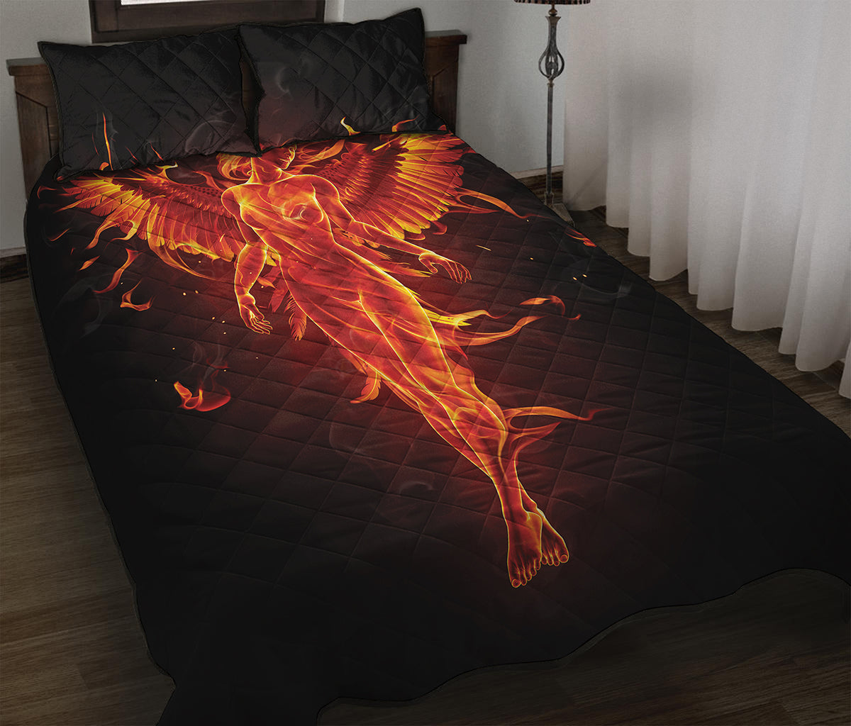 Phoenix Angel Print Quilt Bed Set