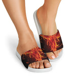Phoenix Angel Print White Slide Sandals