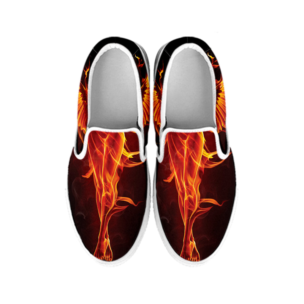 Phoenix Angel Print White Slip On Shoes