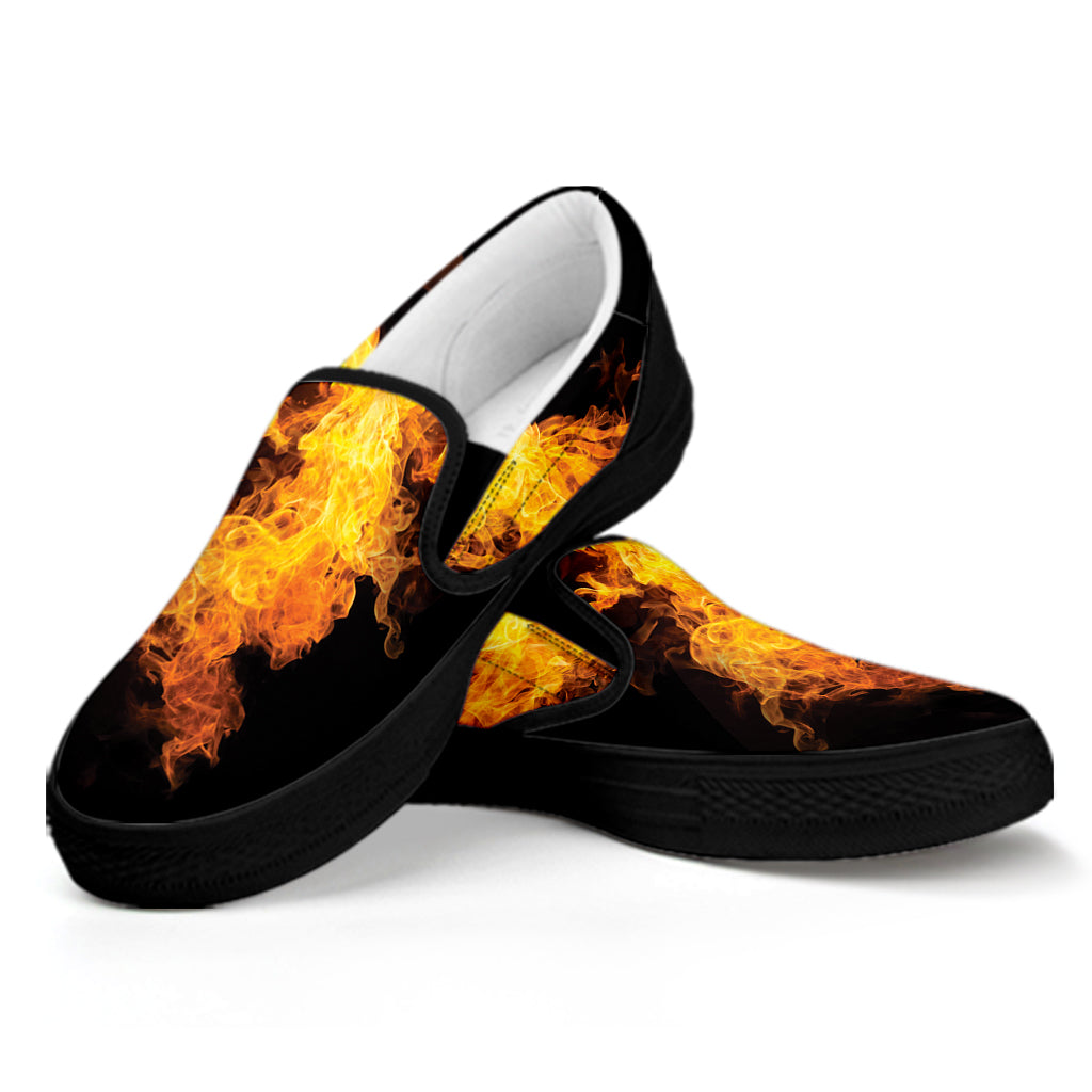 Phoenix Firebird Print Black Slip On Shoes