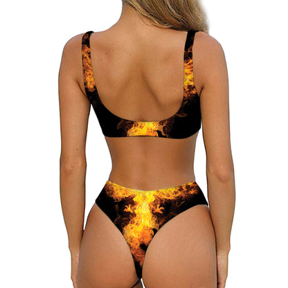 Phoenix Firebird Print Front Bow Tie Bikini