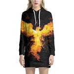 Phoenix Firebird Print Pullover Hoodie Dress
