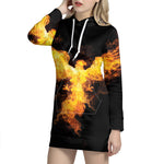 Phoenix Firebird Print Pullover Hoodie Dress