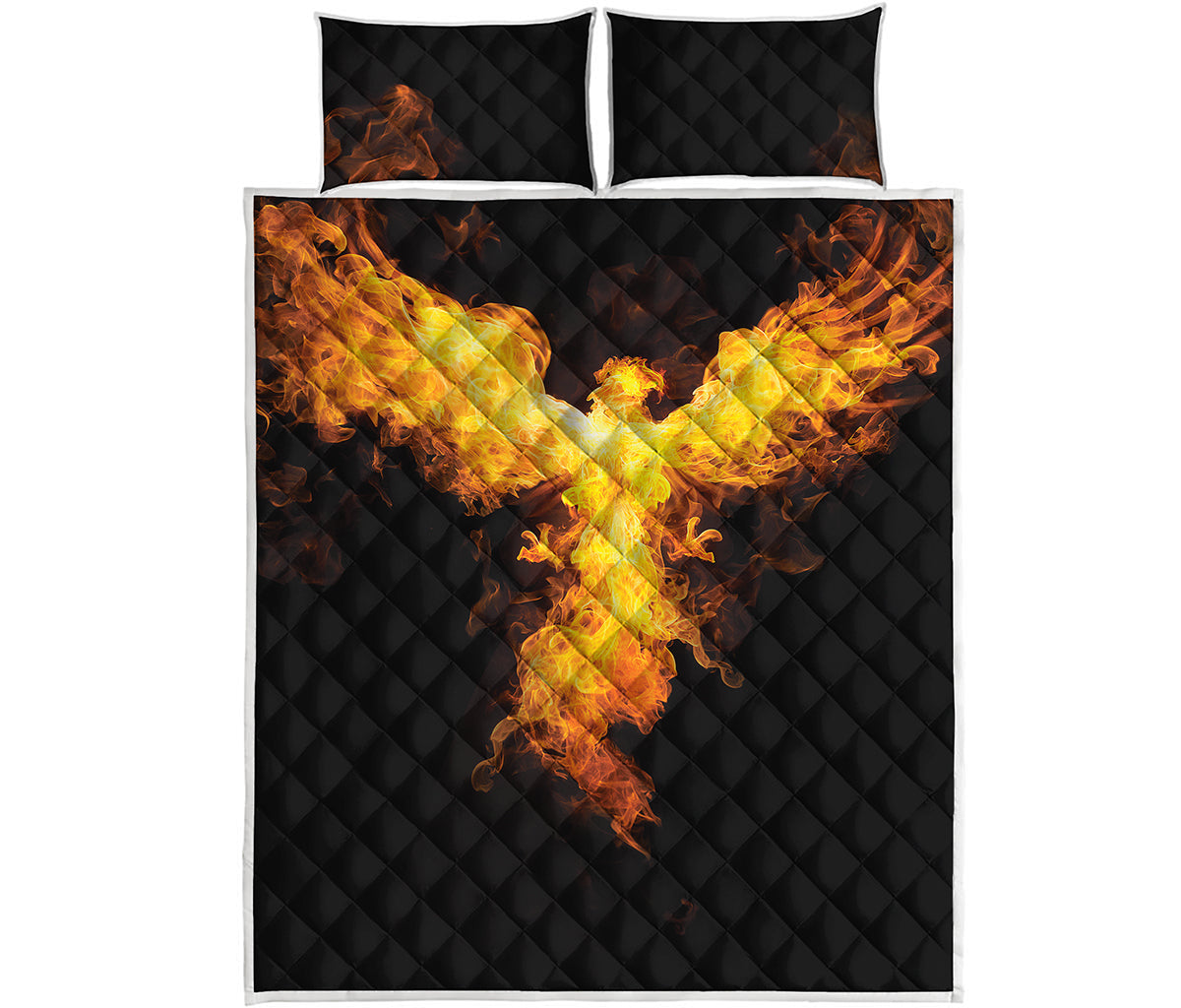 Phoenix Firebird Print Quilt Bed Set