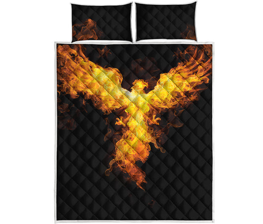 Phoenix Firebird Print Quilt Bed Set