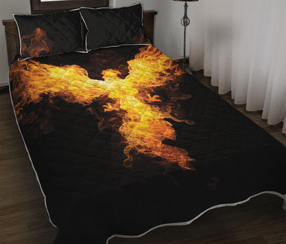 Phoenix Firebird Print Quilt Bed Set
