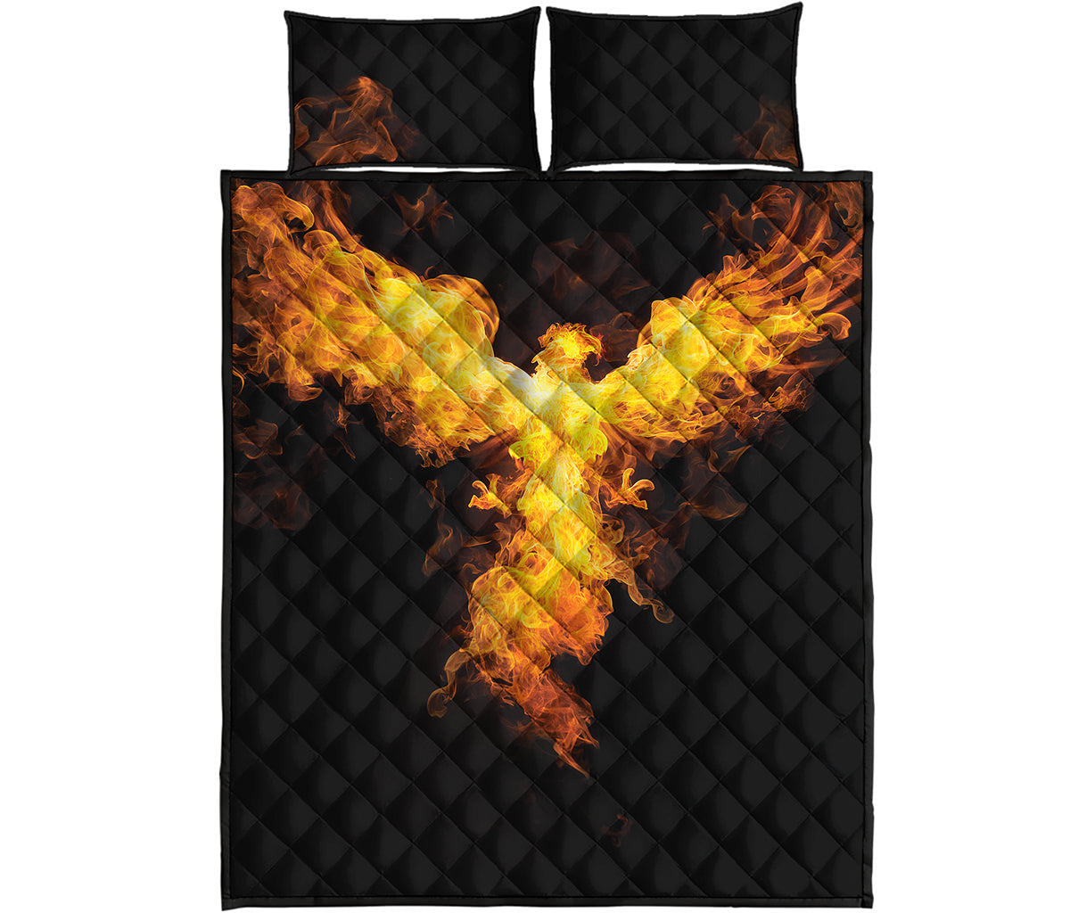 Phoenix Firebird Print Quilt Bed Set