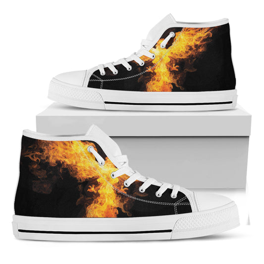 Phoenix Firebird Print White High Top Shoes