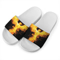 Phoenix Firebird Print White Slide Sandals