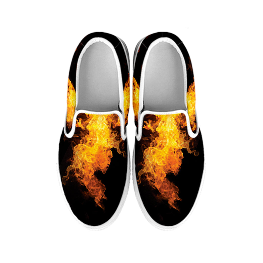 Phoenix Firebird Print White Slip On Shoes