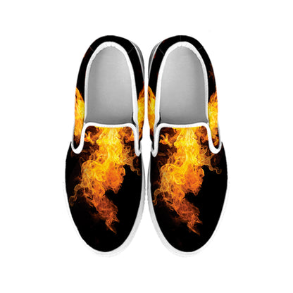 Phoenix Firebird Print White Slip On Shoes