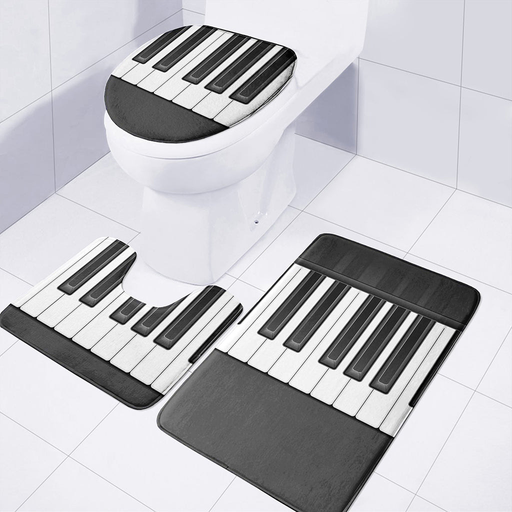 Piano Keyboard Print 3 Piece Bath Mat Set