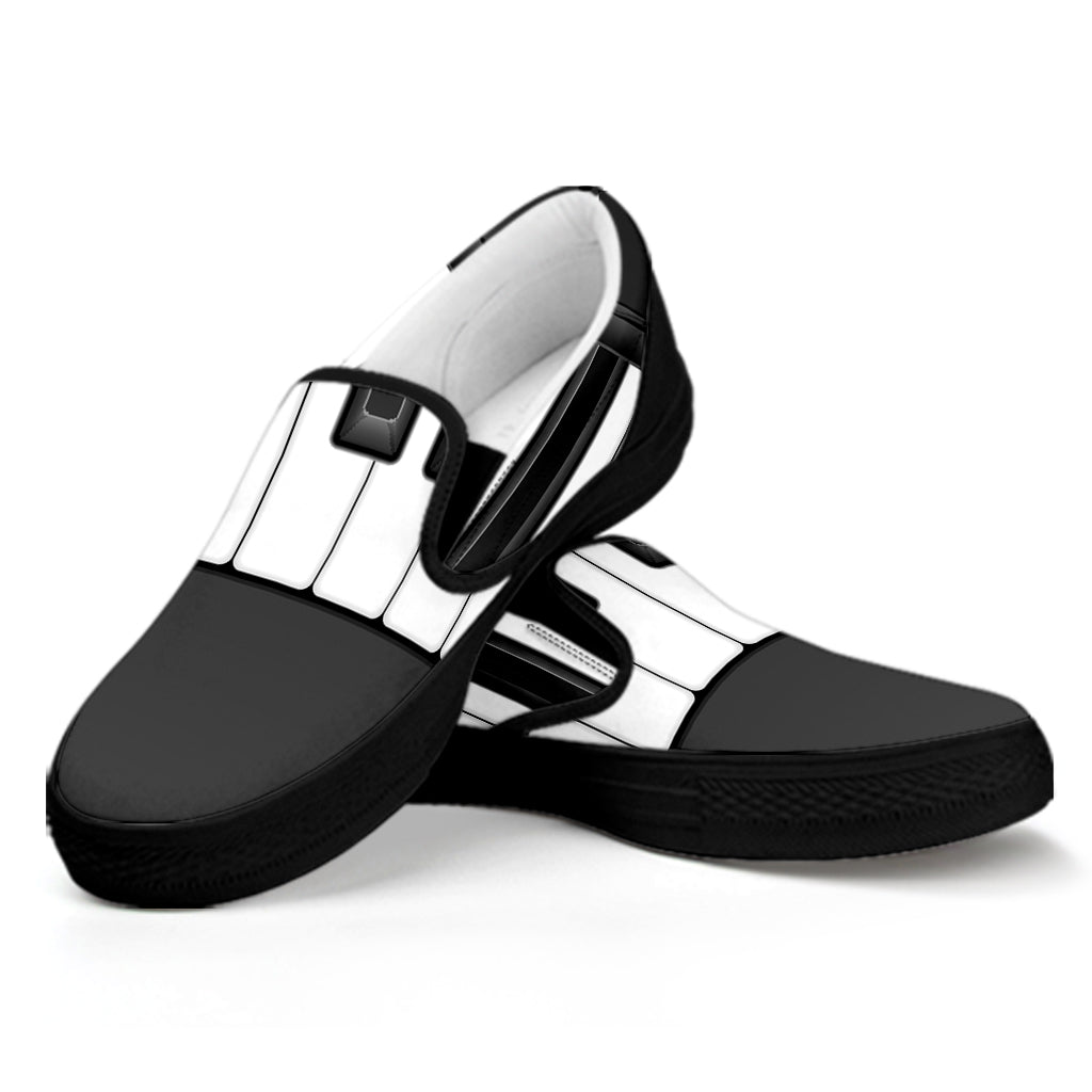 Piano Keyboard Print Black Slip On Shoes