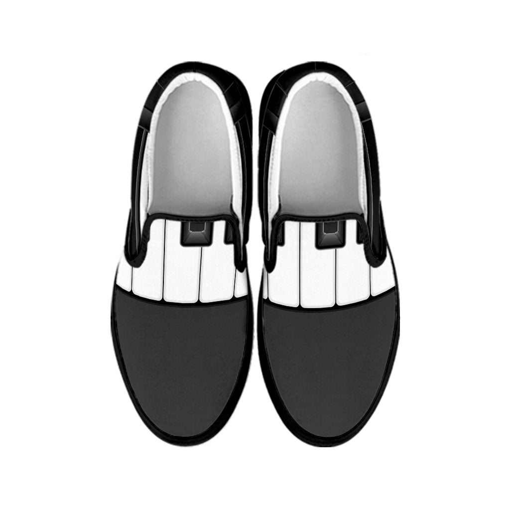 Piano Keyboard Print Black Slip On Shoes