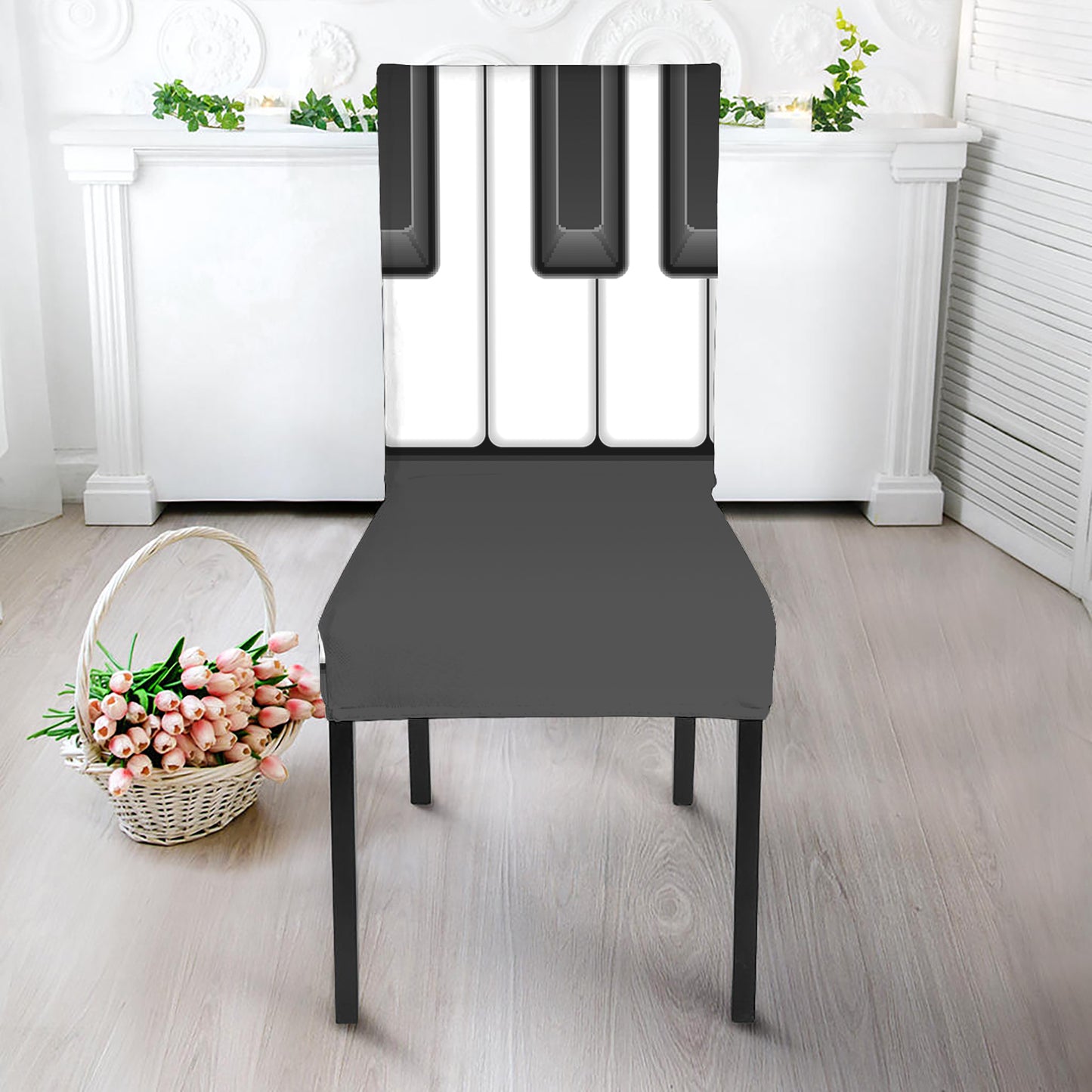 Piano Keyboard Print Dining Chair Slipcover