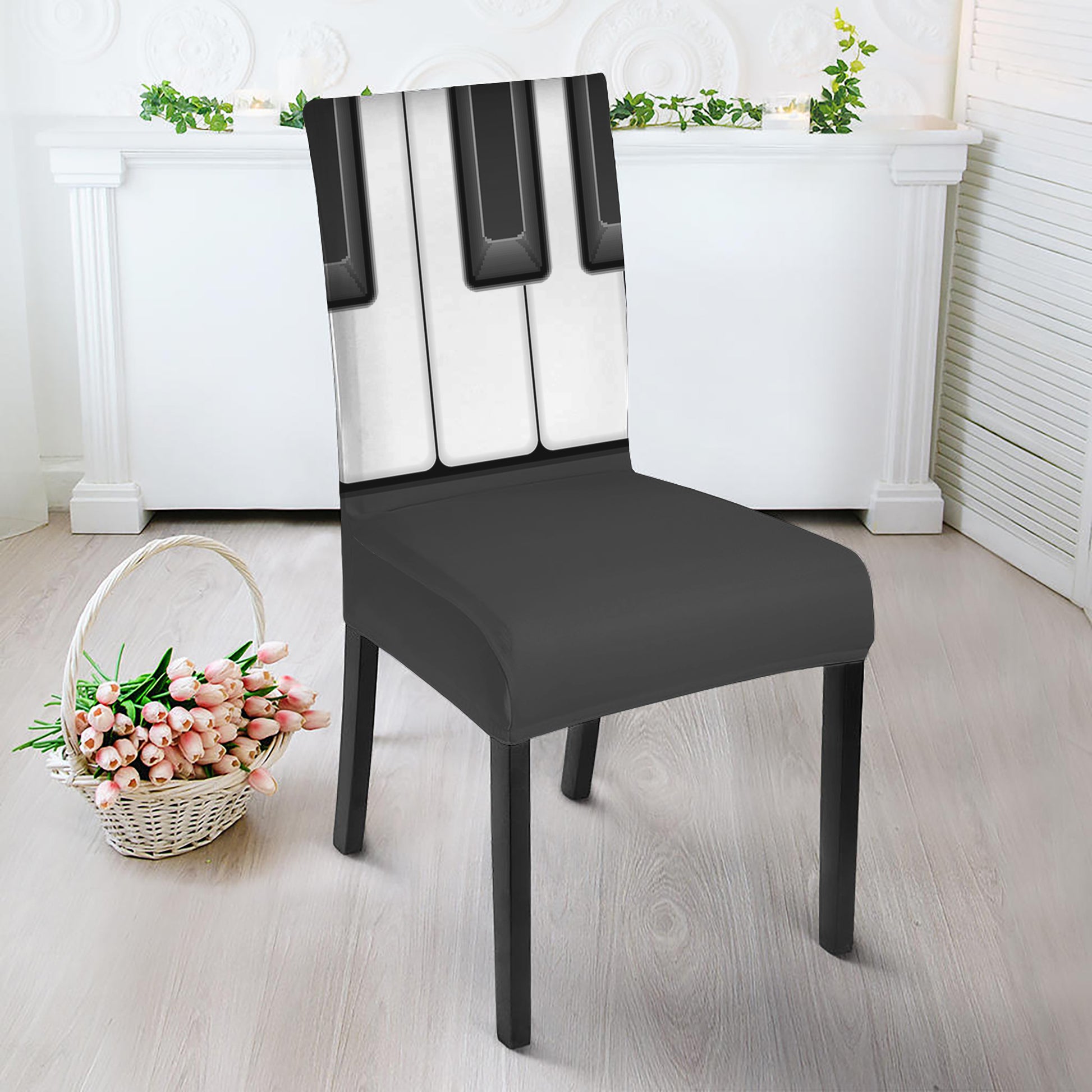 Piano Keyboard Print Dining Chair Slipcover