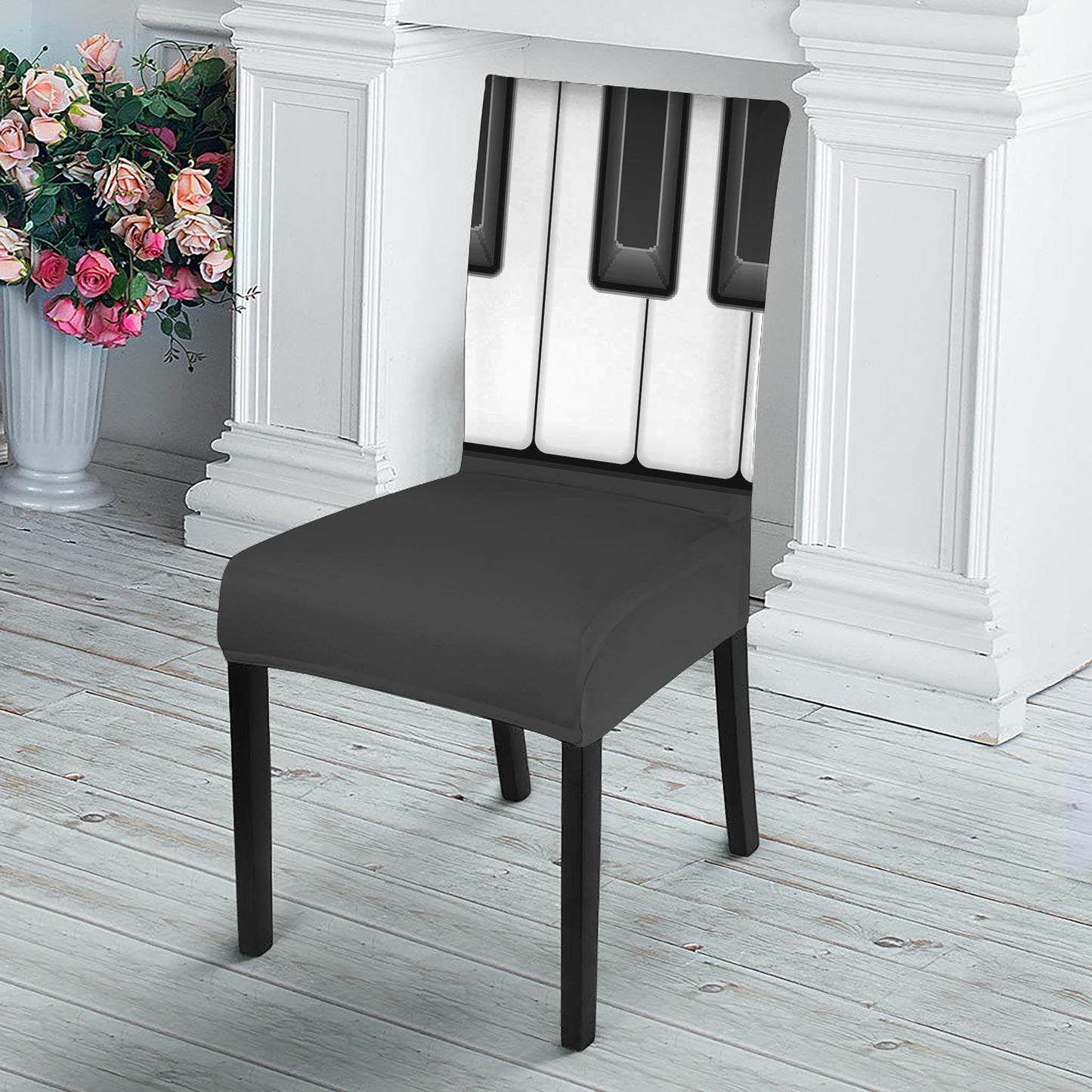 Piano Keyboard Print Dining Chair Slipcover