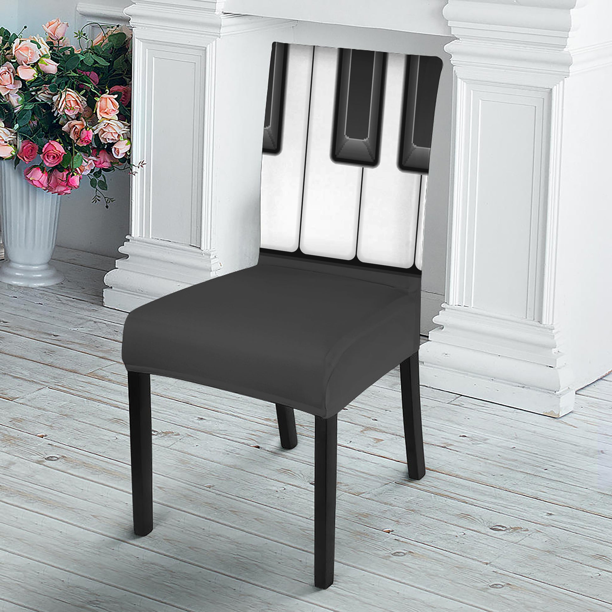 Piano Keyboard Print Dining Chair Slipcover
